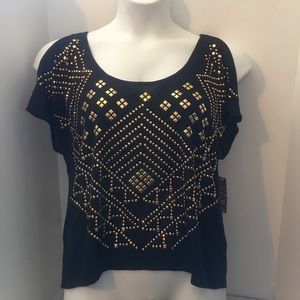 Bongo Black/Gold rhinestone top